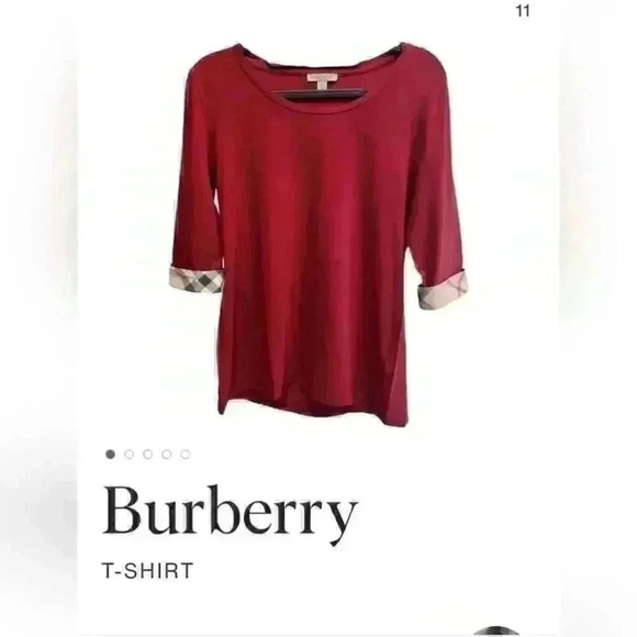 Women's Burberry Maroon T-shirt - size small nwt - Picture 2 of 7